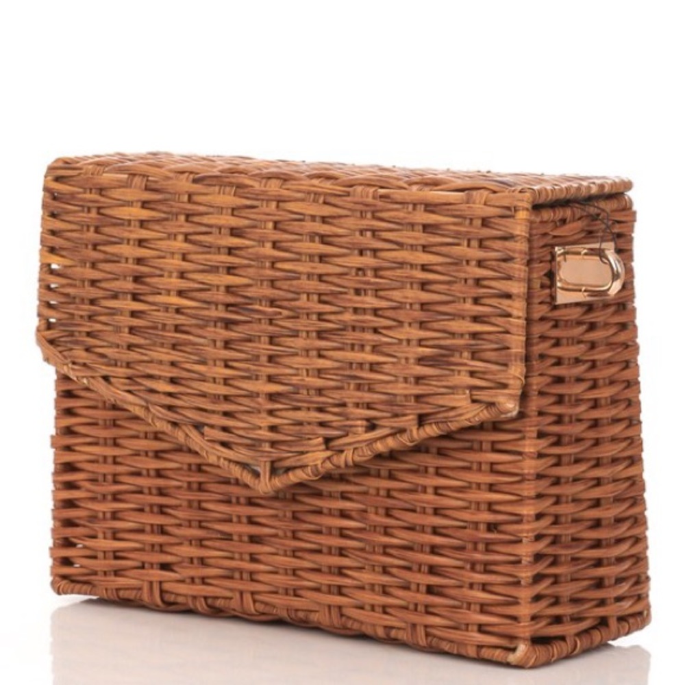 Last 1! Rectangle Rattan Basket Weave Bag - Picture 2 of 6